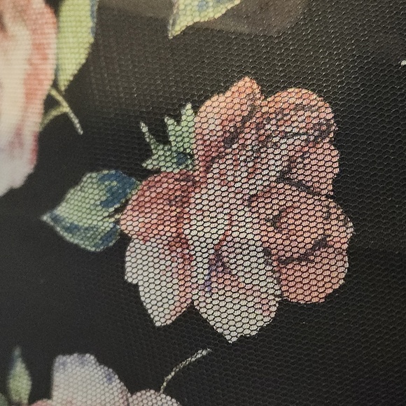 Ro & De Black Pink Skirt Floral Lined Mesh‎ Pleated Tapestry Look Circle Swing - Picture 13 of 13